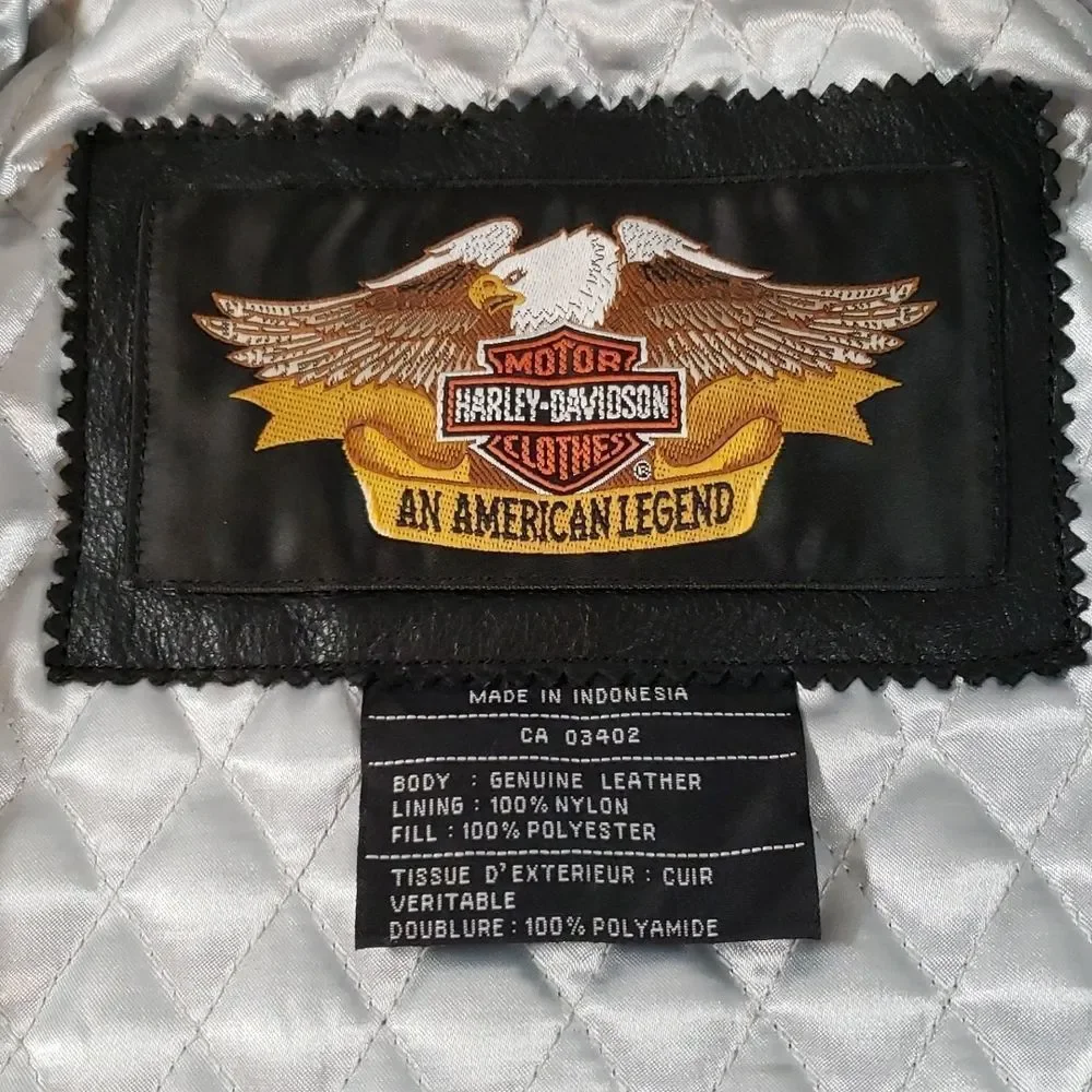 Harley‎ Davidson Women’s Leather Cafe Racer Padded Tribal Design Jacket Medium